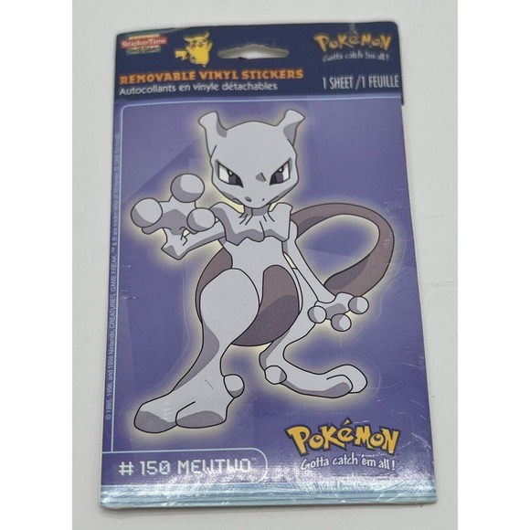 Vintage Pokemon #150 Mewtwo Removable Vinyl Sticker 1999 5” Tall New - Picture 1 of 2